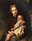 Etienne Adolphe Piot Canvas Paintings - Sisterly Love